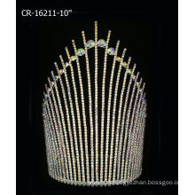 AB Rhinestone Tiara Colored Pageants King Crown For Party